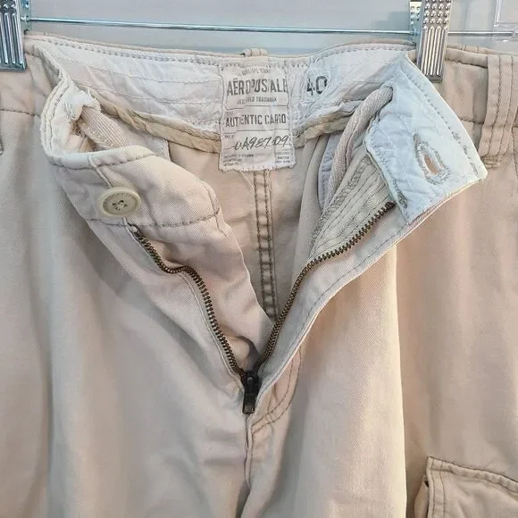 Aeropostale A87 Authentic Cargo Beige Shorts Mens 40 Retro Y2K Utility Gorpcore - Picture 3 of 9